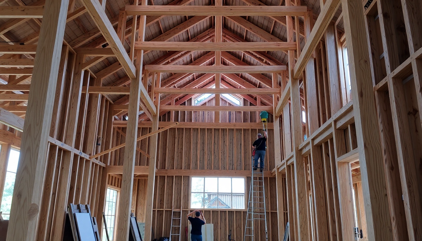 High-quality framing in construction showcasing sturdy timber and skilled labor, illustrating structural integrity and craftsmanship.