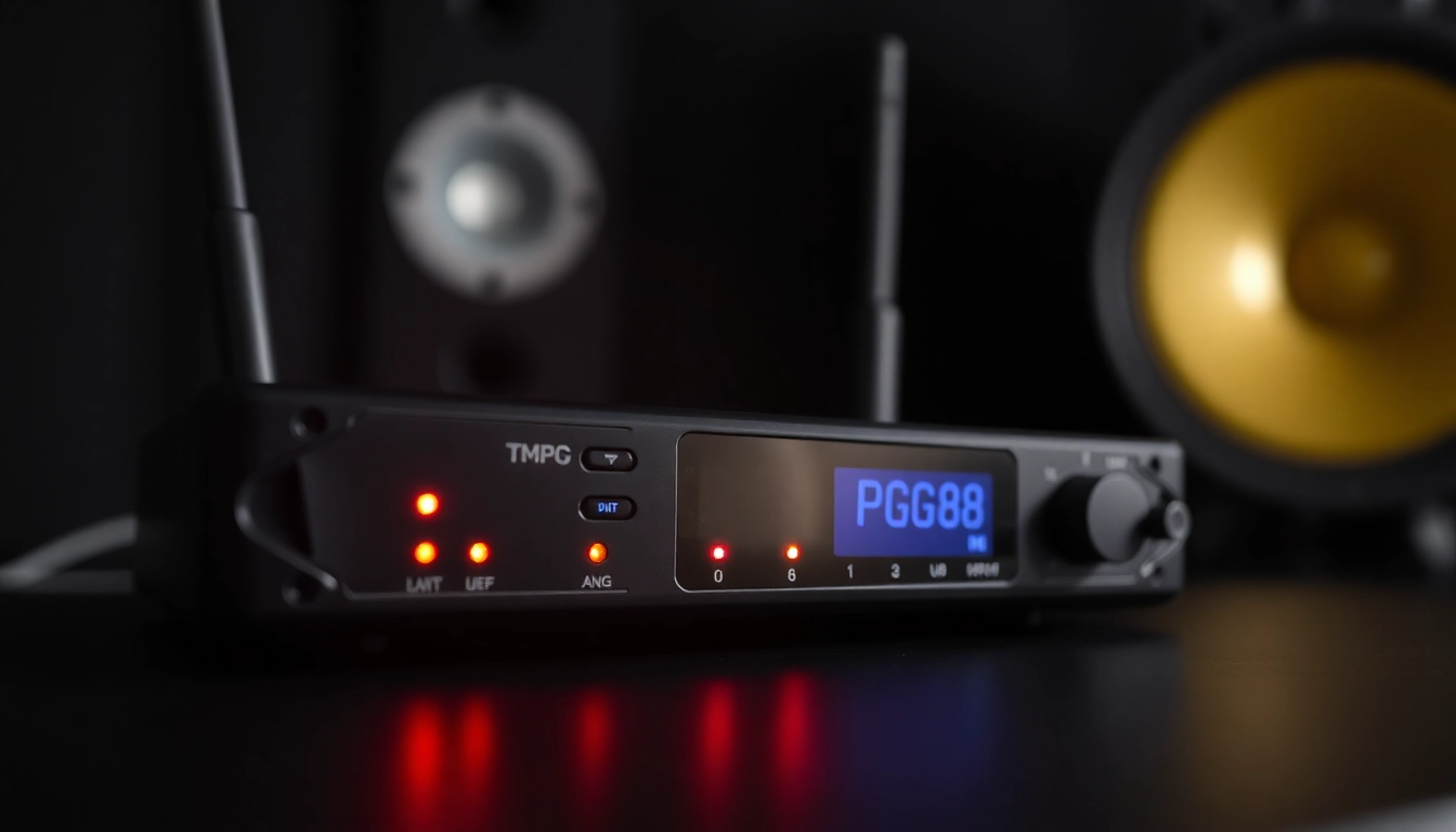 High-quality PG88 wireless microphone receiver showcasing LED signal indicators and internal antenna diversity in a professional audio setup.