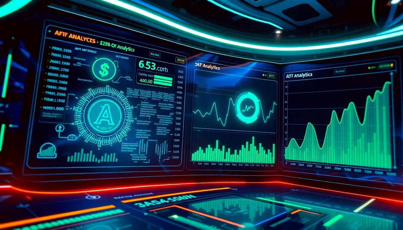 High-tech visualization of aicoin market data analysis with dynamic charts and digital graphs